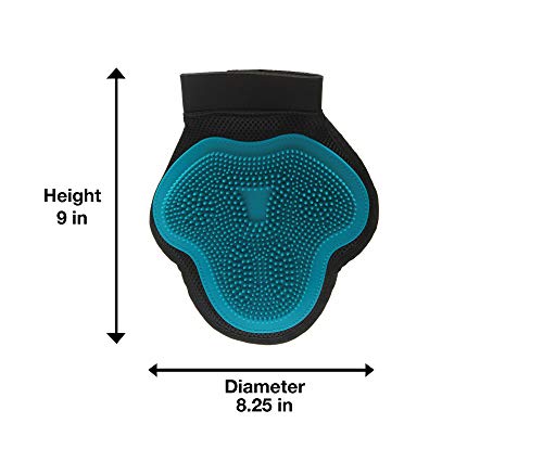 Messy Mutts Reversible Silicone Pet Grooming Glove | Gentle Massage, Brush, Bath And Dog Hair Removal Mitt | One Size Fits All | Blue #TOP1