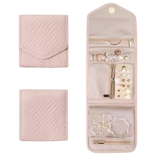 Rotolo Gioielli, Portagioie Rotolo da Viaggio Pieghevole, Portatile Organizer Gioielli Porta Gioielli Organizzatore per Orecchini Anelli Collane Gioielli