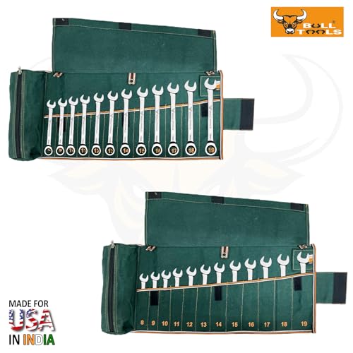 Image of Wrench Organizer Roll-Up Pouch, 12+1 Pockets, Recycled Canvas Tool Roll