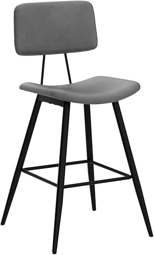 Miniatura 62 de Juego de 2 taburetes de bar de altura de mostrador de 24.5 pulgadas, taburetes de bar tapizados de piel sintética negra con reposapiés trasero y