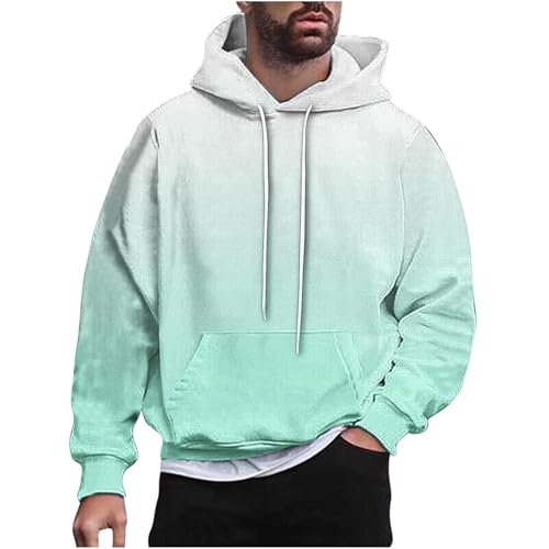 Mens Ombre Color Hoodies Trendy Long Sleeve Drawstring Sweatshirt Pullover