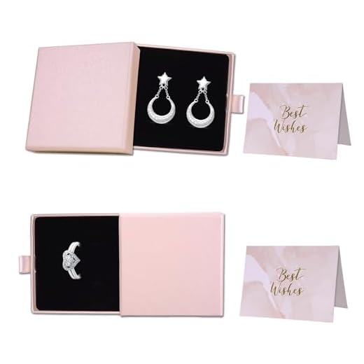 Realjoy 2 Stücke Schmuckbox Kleine, Geschenkbox mit Deckel Klein für Schmuck mit 2 Stück Grußkarte, Papier Schmuckschatulle für Halskette, Armbänder, Ohrringe, Ring, 3.15 * 3.15 * 0.7