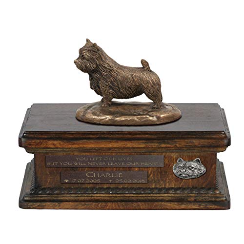 Urne pour les cendres de chien et statue commémorative Norwich Terrier