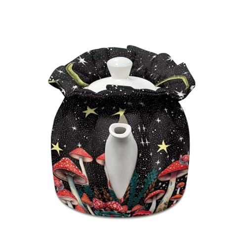 Image of Red Mushroom Teapot Cozy Tea Pot Dust Cover Teapot Insulation Cover Decorative Teapot Cover Kettle Protective Kitchen Accessory for Hotel Restaurant Tea Party