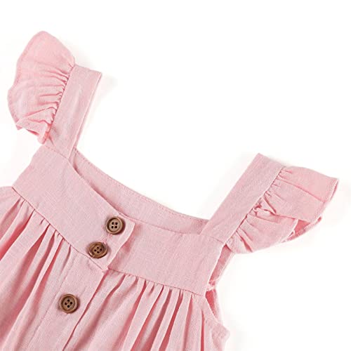 Vestido de Festa para Meninas Meninas Pequenas Mangas Voadoras Cor Sólida Vestido com Peito nas Cost