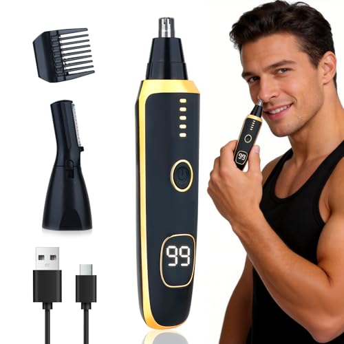Image of 2026 Rechargeable Nose & Ear Hair Trimmer, Dual-Edge Blade Electric Clipper for Women Men, Facial & Eyebrow Hair Removal Tool, Powerful Motor, Painless, Easy to Clean (Black)