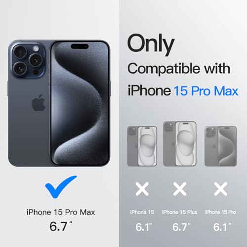 Image of JETech 360 Rotatable Ring Stand Case for iPhone 15 Pro Max, Blue Titanium