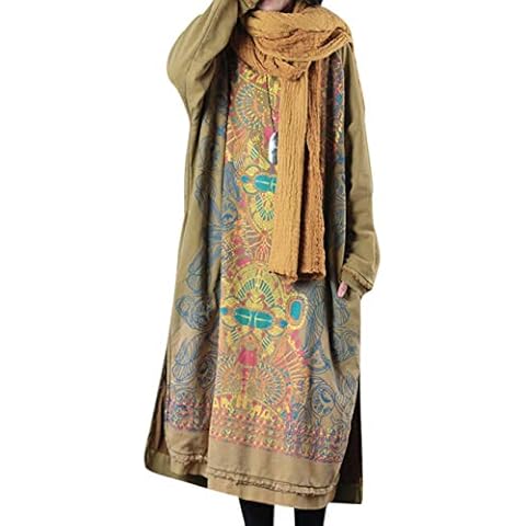 YESNO Women Long Loose Fit Sweatshirt Dress Ombre Ethnic Printed 4/5 Sleeve Side Slit with Pockets Tunic Pullover JCJ (One Size JGP Yellow) Cover