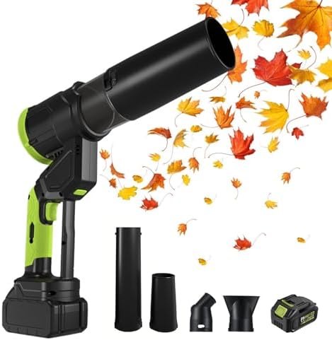 Powerful Handheld Cordless Leaf Blower 947W, 381CFM, 4-Speed (26-58m/s), Ultra Lightweight 1kg, Ideal for Garden, Patio, Pathway, Wet Leaves & Snow Clearing, Includes 1 Battery