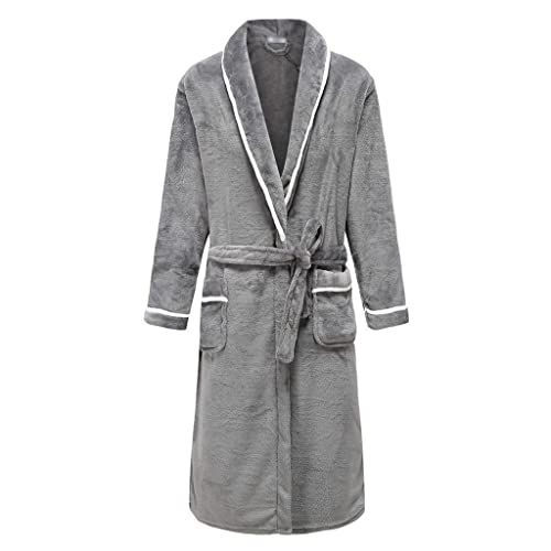Men's pajamas winter coral fleece robe pajamas home clothes thickened bathrobe belt pocket pajamas