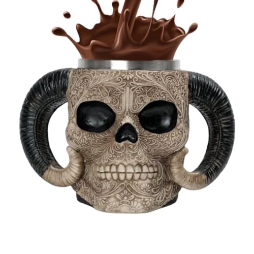 Tasse à café en forme de tête de mort grande capacité double face en résine - 8