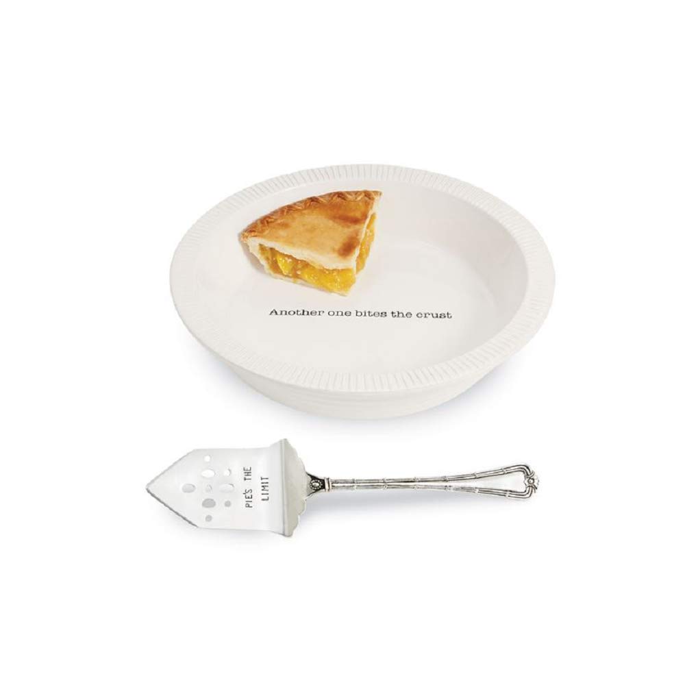 Mud Pie Circa Pie Plate with Server, White/Silver, Plate 2.25"" x 11"" Dia., Server 10"""