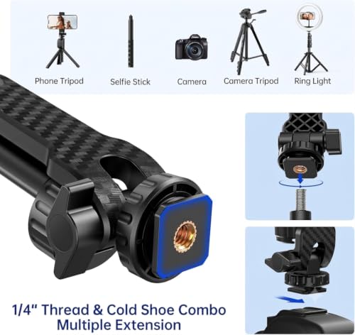 Image of Mobilife Tripod Phone Mount, Universal Smartphone Mount Adapter with 2 Cold Shoe and 1 /4 inch Screw Hole, 360 Rotates and 180 Tilts Adjustable Cell Phone Clamp Holder for Mobile Photography Setup
