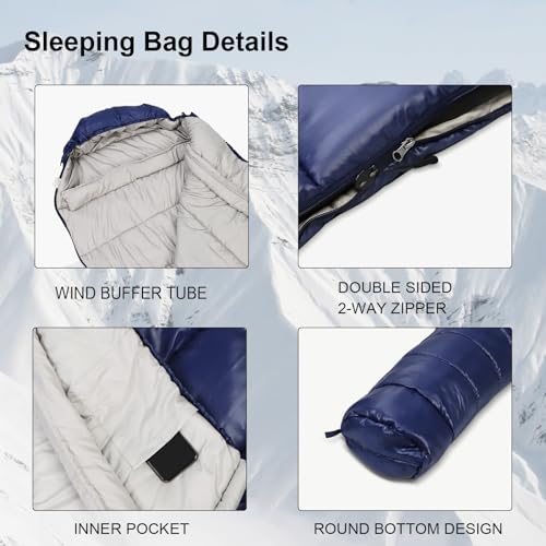 Northroad Mummy Lightweight Sleeping Bags For Adults Cold Weather,0 Degree Waterproof Backpacking Camping Sleeping Bag For Adults,Compact Sleeping Bag Camping Gear Must Haves thumb #2