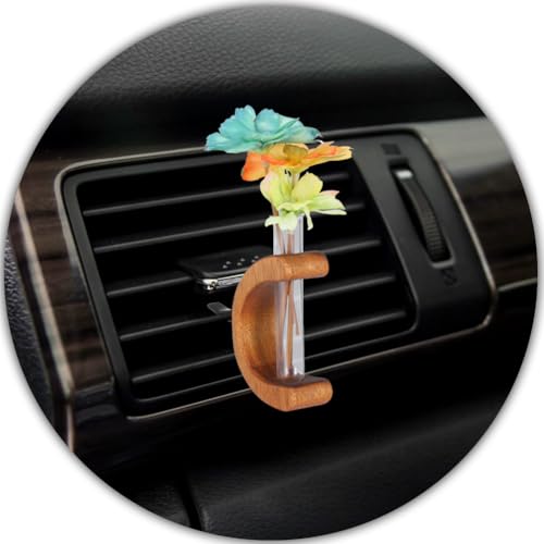 Image of Car Vent Clip,Wooden Car Flower Vase Vent Clip for Air Vent Charm Auto Interior Car Vent Accessories for Car Air Vent Decor Plant Holder Terrarium Auto Interior Dash Decorations