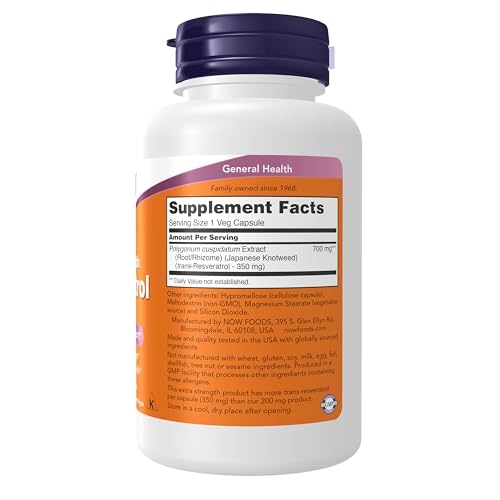 image for NOW Foods Supplements, Extra Strength Resveratrol 350mg, Natural Trans