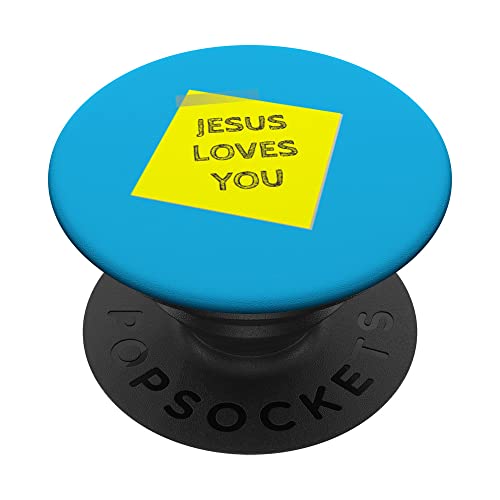 FUNNY NOTE PAPER JESUS Loves Christian Casual UNISEX PopSockets Swappable PopGrip, Black