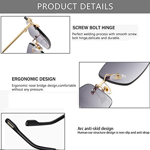 Small Narrow Rimless Sunglasses for Women Men Tiny 90s Frameless Rectangle Tinted Glasses Fashion Shades UV4003
