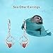 PROESS Cute Sea Otter Earrings 925 Sterling Silver Dangle Animal Earrings Heart-Shaped CZ Otter Gifts for Women Otters Jewelry Gifts for Chrismas Birthday