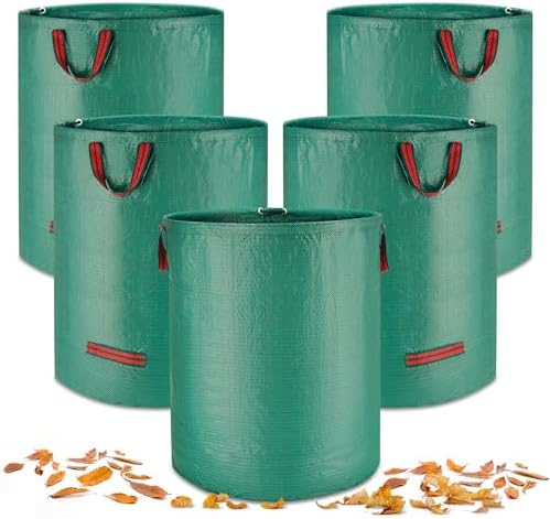 5X 272L Gartenabfallsack stabil - Groß Robust & Faltbar Gartensack für Gartenabfälle - Laubsack aus Polypropylen-Gewebe für Gras Laub Hecke Gartenabfall (5 Pack 272L)