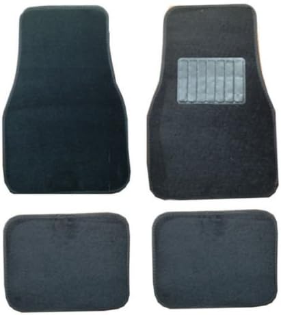 Black Universal Cloth Carpet & Rubber Heel Pad Car Van SUV MPV Mats 4pcs rubber griped back