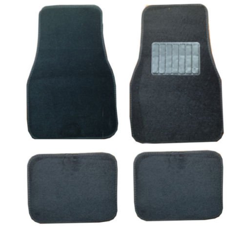 Black Universal Cloth Carpet & Rubber Heel Pad Car Van SUV MPV Mats 4pcs rubber griped back