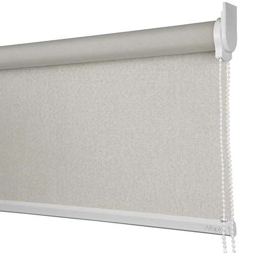 Cortina Persiana Rolo Blackout Linho Natural SOB MEDIDA comando lado DIREITO (SEM BANDÔ) (Linho Natural - Acabemento Branco, 1,60 (lar) x 1,20 (alt))