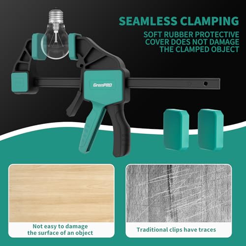 GRENPRO 8-Pack Bar Clamps for Woodworking, 12" and 6" Bar Clamps, Working Clamp Sets, Quick-Change F Clamps, 150 LBS Load Limit - Image 6