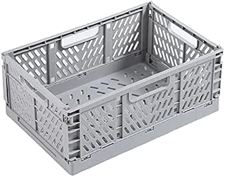 2 Pcs Collapsible Storage Boxes - Foldable Crates Storage Boxes with Handle, Stackable Storage Boxes for Shelves Desk Bathroom Home Organising