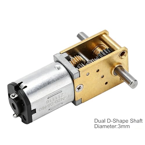 Doppelwellen Getriebemotor, DC 3V/6V/12V Metall Schneckengetriebe Motor Untersetzungsmotor 3mm D-Förmige Welle, Für Etikettiermaschinen, Vorhänge, Öfen (DC12V 200RPM)