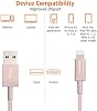 Cables USB-A a Lightning de Amazon Basics, 2 unidades, certificados MFi, trenzados en nylon, para iPhone 14 13 12 11 X Xs Pro, Pro Max, Plus, iPad, sincronización de datos, transferencia de alta velocidad, 6 pies, rosa dorado 8