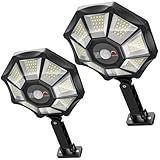WYWNA Solar Lights Outdoor Waterproof, 360° Wide Angle Flood Lights Dusk to Dawn, Solar Street Lights Outdoor Motion Sensor with Remote, Super Bright LED Security Lights for Yard 2-Pack