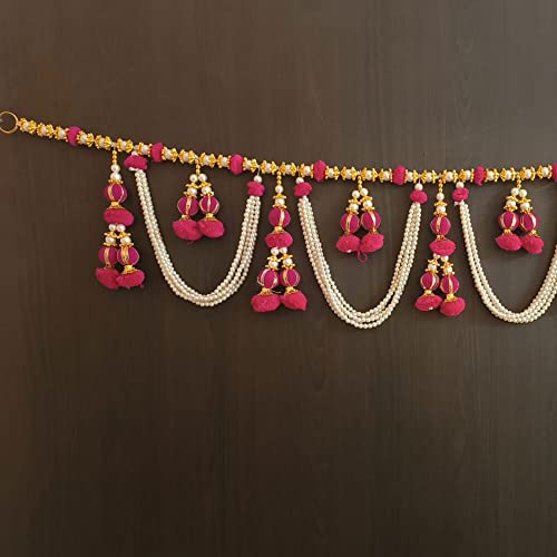 Image of Handmade Door Hanging Round Moti Latkan Style Bandarwal Toran (TMR-11) -Diwali New Year Inauguration Wedding Festival Home Decor Pooja (40 Inch X 6 Inch)