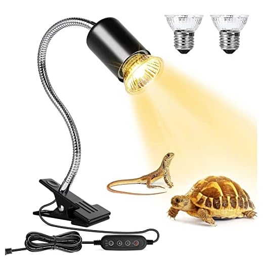 Buddypuppy Reptile Heat Lamp, UVA UVB Reptile Light with 360° Rotatable Hose and Timed, Heating Lamp with 2 Bulbs Suitable for Bearded Dragon Reptiles Turtle Lizard Snake (Heat Lamp 25w/50w Bulb)