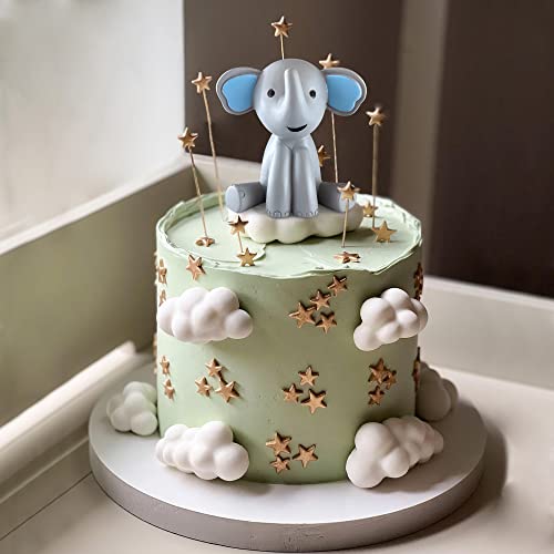 44 Pcs Elephant Cake Decoration Cute Baby Elephant Cake Decorations Pearl Balls Cake Picks Star Cake Topper Elephant Baby Shower Cake Decoration #TOP3
