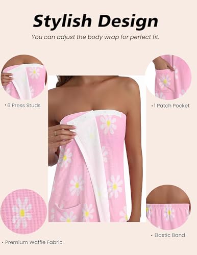 Image of Ekouaer Waffle Robes For Women Bath Wraps Lightweight Knee Length Soft Shower Robe with Pocket S-L