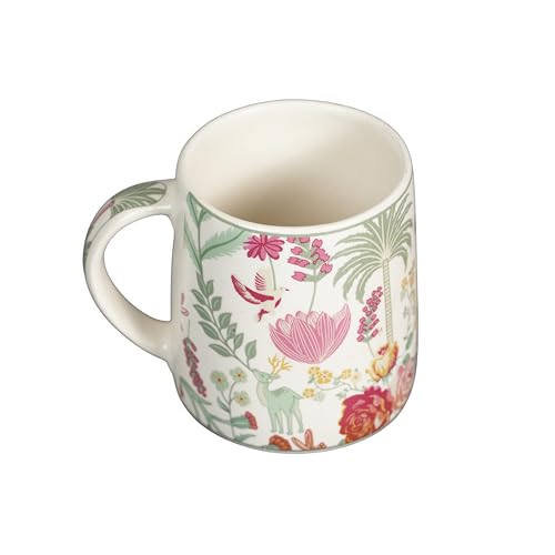 Image of Miah VintageBloom Ceramic Cup Set - Set of 2 | 10.16 cm x 6.85 cm x 8.89 cm | Handcrafted Coffee & Tea Mugs | Microwave & Dishwasher Safe | Timeless Classic Floral Design