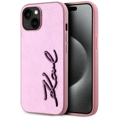 CG MOBILE Karl Lagerfeld Wrinkled Metal Signature pour iPhone 15 (rouge)