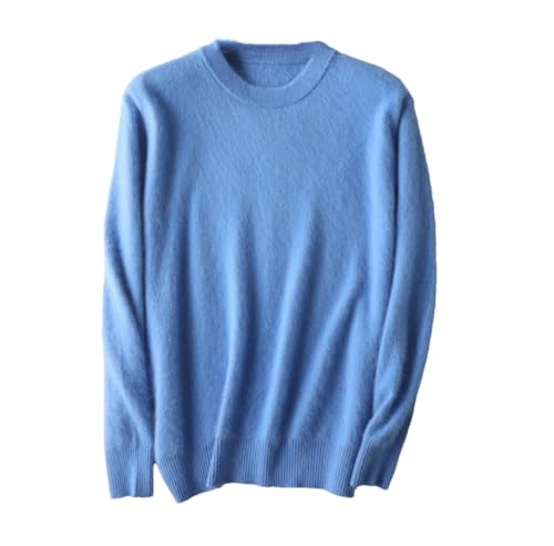 Herren Kaschmir-Pullover, Rundhals-Ausschnitt, Strickpullover, Tops, Langarm-Pullover, himmelblau, XL