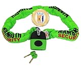 Mammoth Security Motorcycle Lock & Chain Sold Secure Gold Approved 12mm Thick Square Chain x 1.2m Long Motorbike Scooter Quad Padlock & Chain