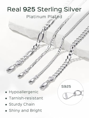 ChicSilver 925 Sterling Silver Ankle Bracelet for Women, Simple Durable Cuban Link/Figaro/Twist Rope Chain Anklets for Beach Party(with Gift Box) - Image 3