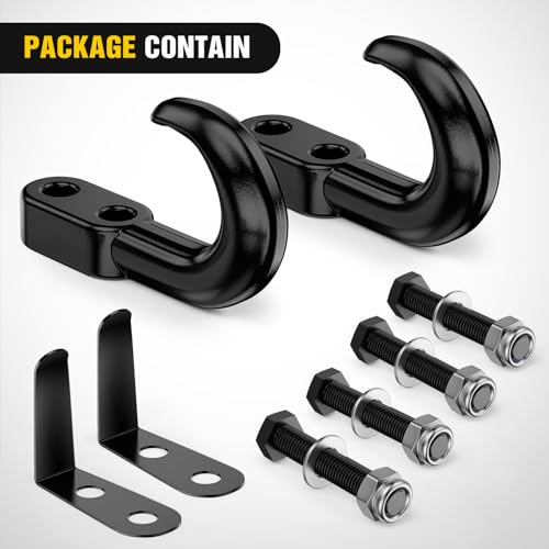 Image of Nilight 2Pcs Bolt-On Tow Hooks with Spring Clip 10,000LBS 2Pcs Black Forged Recovery Tow Hooks Compatible with Jeep Ford Dodge Chevy GMC Toyota Pickup Truck