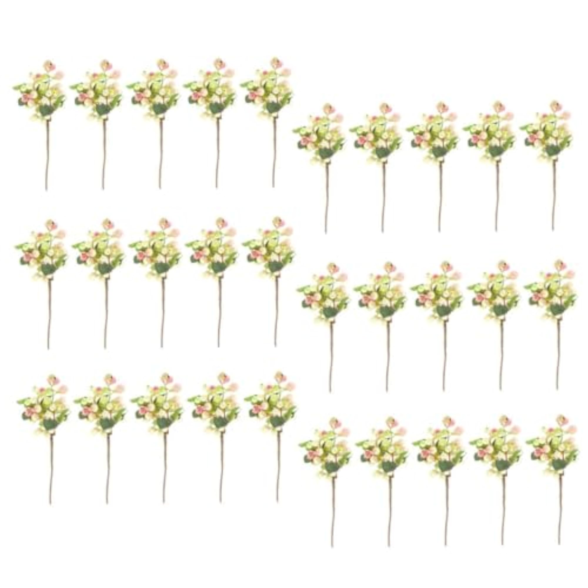 30Pcs poly Artificial Fake Plant Fruit Berries Branches Home Decor Pink