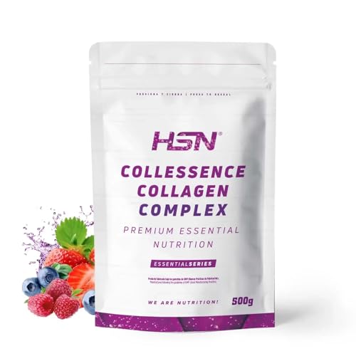 HSN Colágeno Hidrolizado y Magnesio (Malato Citrato Bisglicinato) en Polvo Collessence Colágeno Complex | Frutos Rojos 500g | No Incluye Dosificador | No-GMO, Sin Gluten ni Lactosa ni Pescado