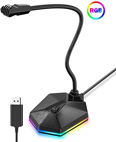 Blade Hawks Microphone PC Gaming, Microphone USB RGB, Micro d'Ordinateur Plug & Play pour PC Micro de Bureau pour Windows/Mac pour Youtube/Skype/Recording