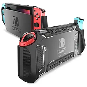 mumba Dockable TPU Grip Protective Cover Case for Nintendo Switch and Joy-Con Controller (Black)