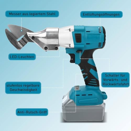 Tijeras eléctricas inalámbricas para metal, cuero y alfombra, velocidad ajustable