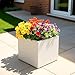 Price comparison product image IDEALIST 30cm Square Planter for Garden | Grey Marble Effect Reinforced Stone Flower Pot with Drainage Holes L30 W30 H30.5 cm, 19 litres
