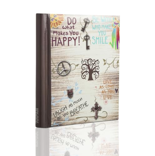 Arpan Fotoalbum, groß, selbstklebend, Motiv „Life Inspirational Slogans“, 24.5 cm x 2.5 cm x 29 cm, cremefarben – Ansicht 1