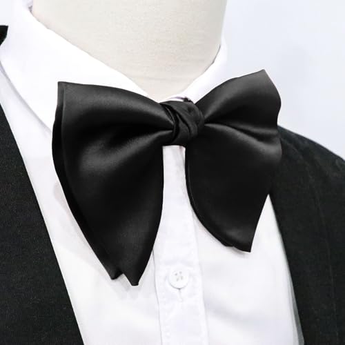 Image of Mens Bow Tie Pre Tied Oversized Bow Ties for Men Satin Bowties for Tuxedo Wedding Party Banquet